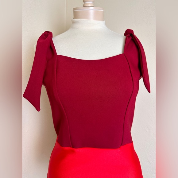 Rodner Figueroa Designer Bright Red Bodysuit Bow Top Womens M Ex Cond! $200 - Picture 5 of 12
